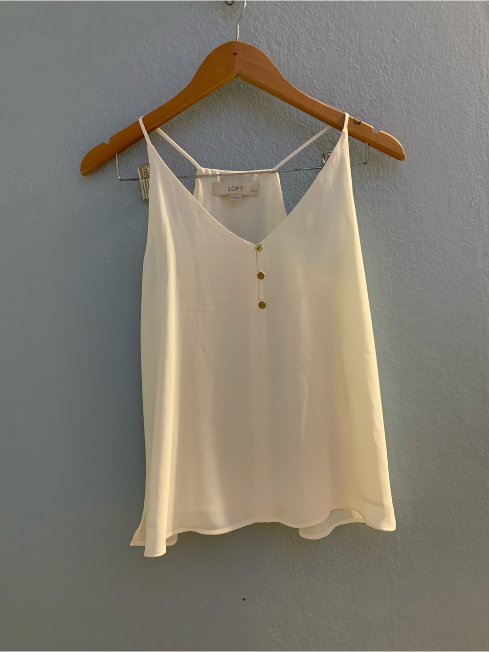 LOFT Cream V-Neck Button-Front Camisole